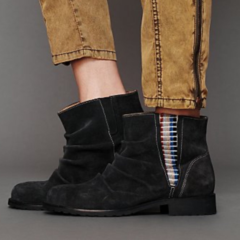 Inca Free People Storyland Scrunch Ankle Boot Black Suede Size 9